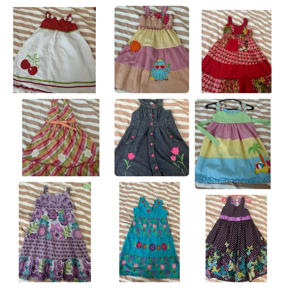 Score these 9 cute well made barely used Brand names dresses for the price of 3!